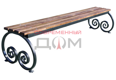 Скамейка "Волна 30" 2,0м (шоколад с патиной, светлая рейка)